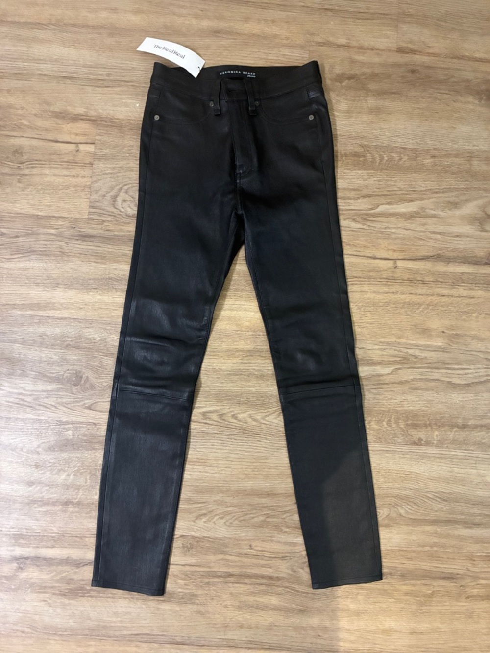 Veronica Beard 100% leather Kate 10" skinny pants 27